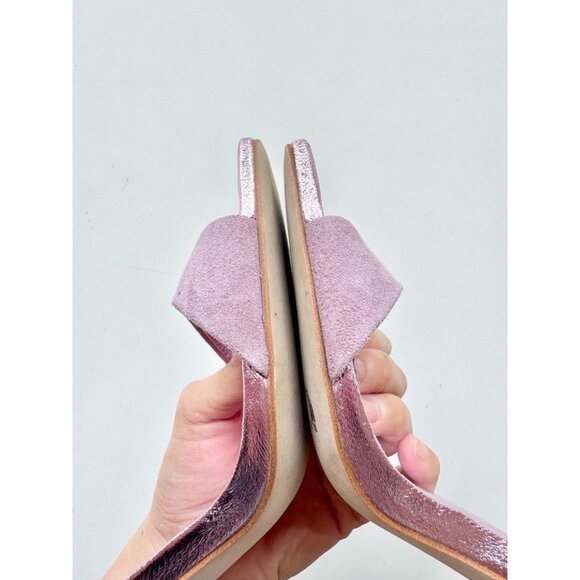 JEFFREY CAMPBELL Gema Lilac Metallic Suede Clear Beaded Heel Sandals, Size 8 - Picture 7 of 12